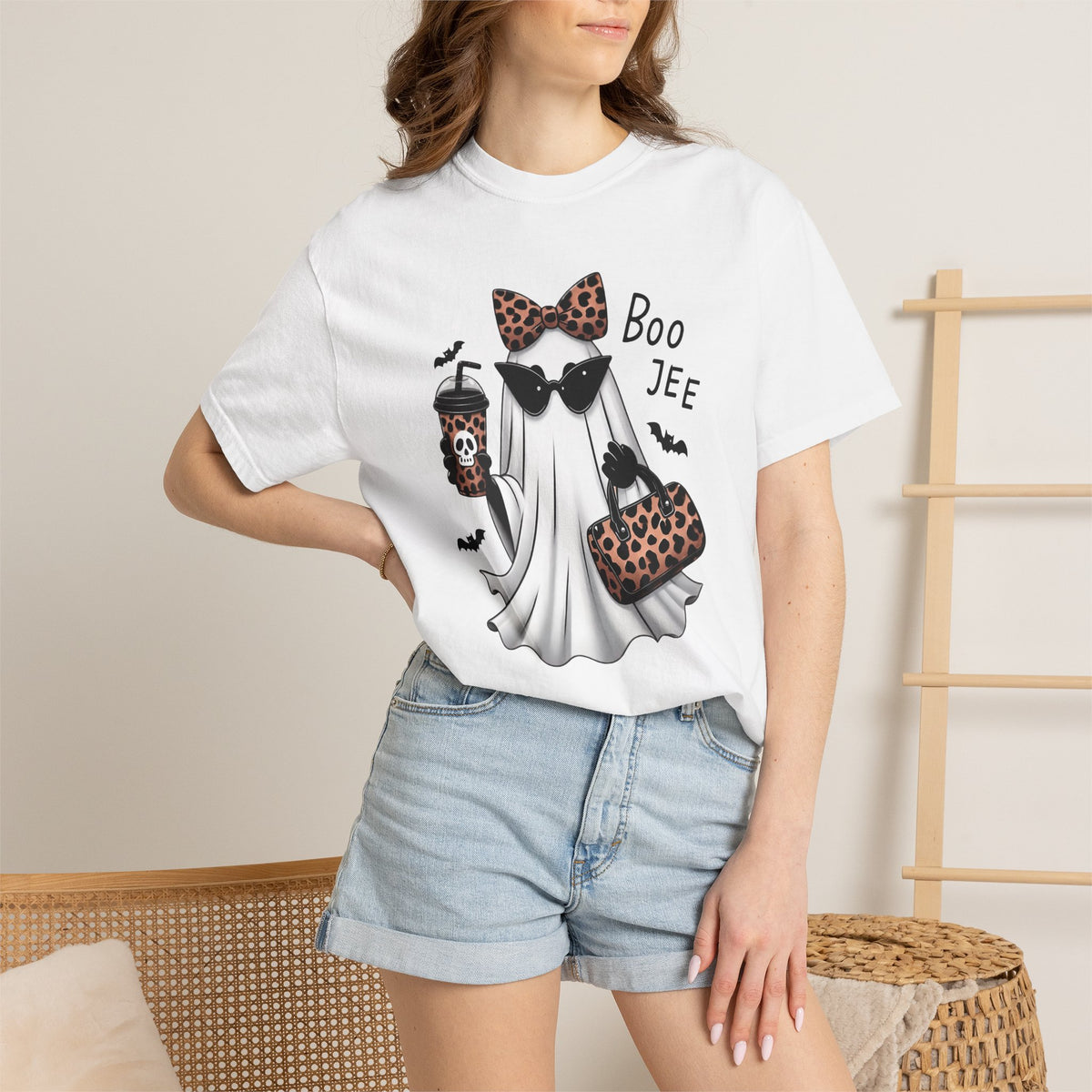 Boo Jee Ghost T-Shirt — Leopard Print Halloween Tee