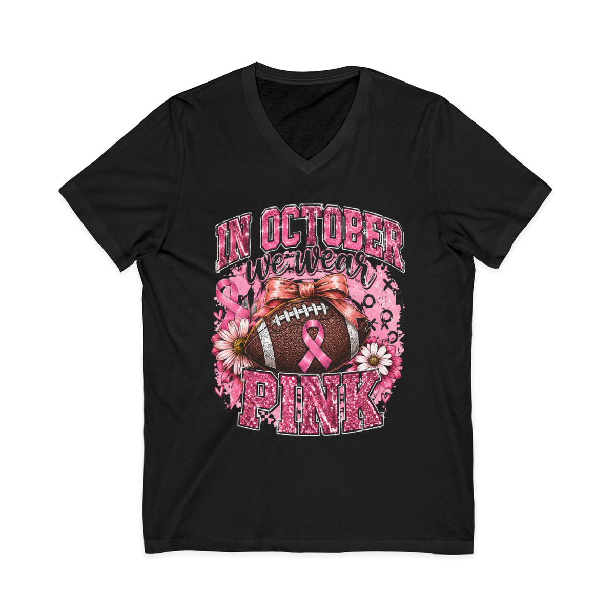 In October We Wear Pink Football T‑Shirt – Breast Cancer Awareness Tee