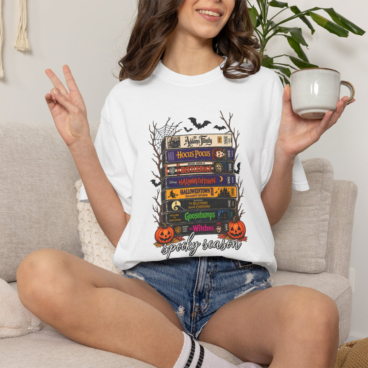 Halloween Book Stack T-Shirt — Spooky Reader Graphic Tee