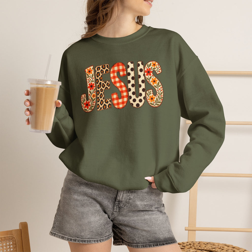Jesus Floral Patch Sweatshirt — Women's & Men's Christian Crewneck