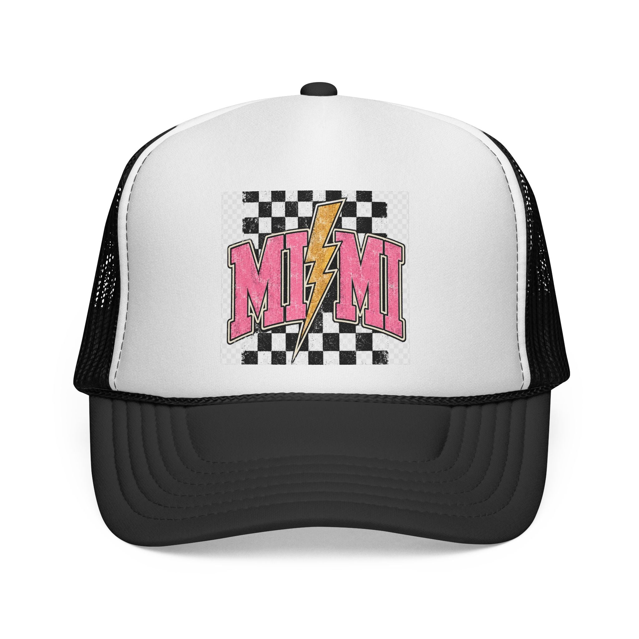Miami Lightning Trucker Cap — Retro Checkered Pink Logo Hat
