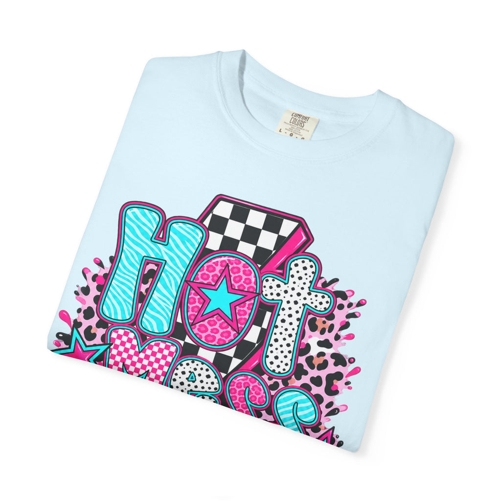 Hot Mess Mama Graphic T-Shirt — Retro Neon Mom Tee