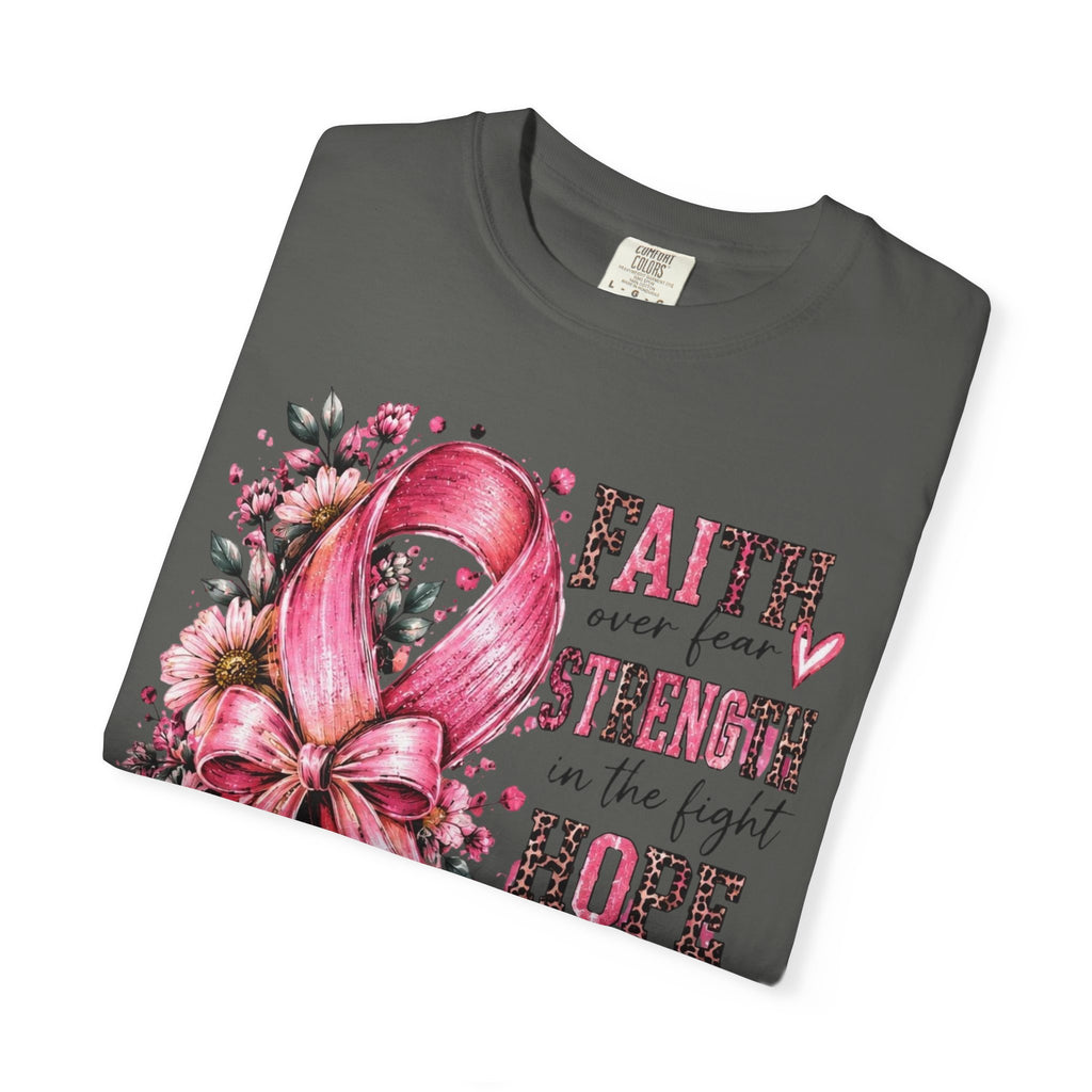 Breast Cancer Awareness Ribbon T-Shirt – Faith Strength Hope Together