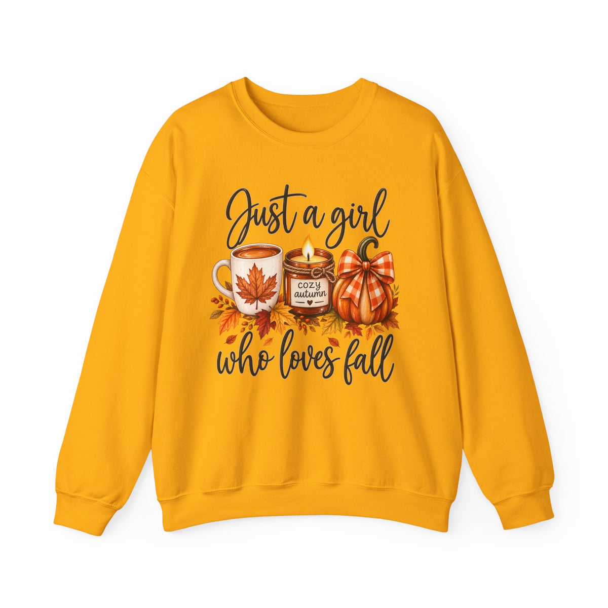 Just a Girl Who Loves Fall Sweatshirt — Cozy Autumn Pumpkin & Coffee Crewneck