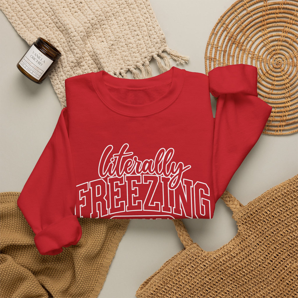 Literally Freezing Crewneck Sweatshirt — Funny Winter Graphic Pullover
