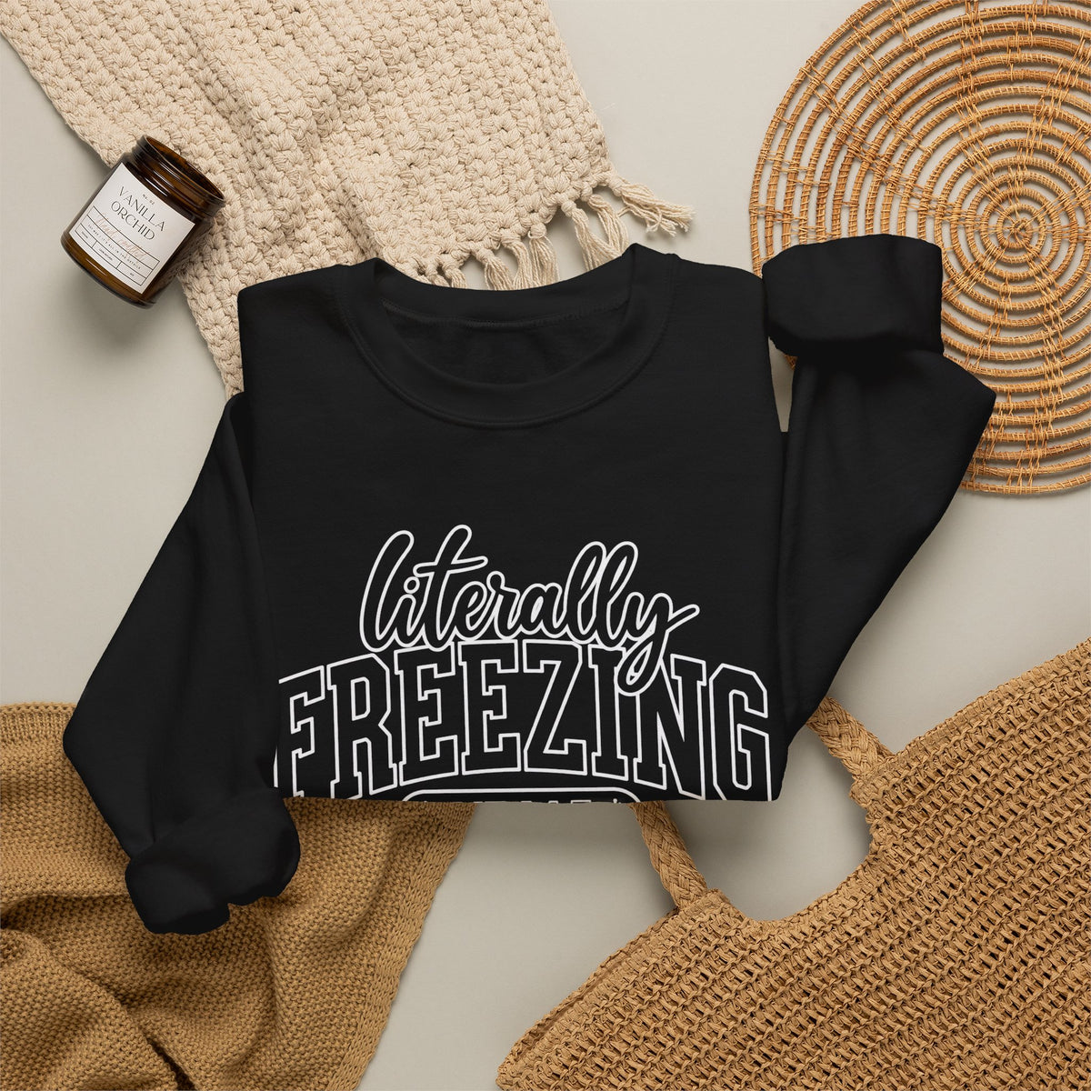 Literally Freezing Crewneck Sweatshirt — Funny Winter Graphic Pullover