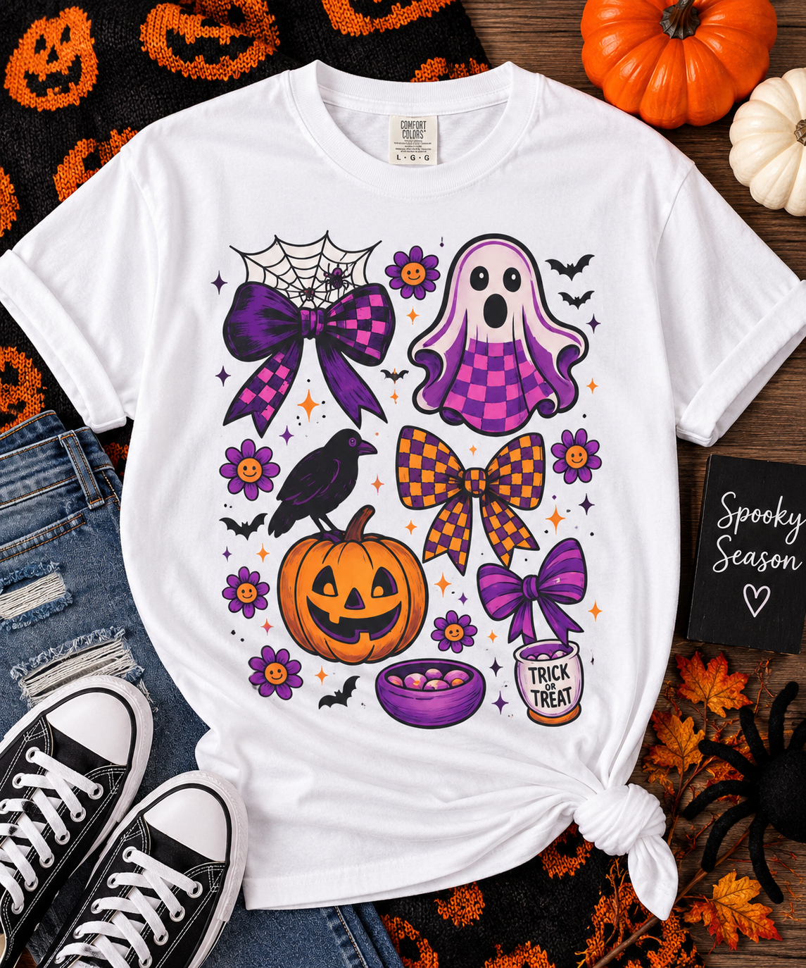 Halloween Cute Ghost & Pumpkin T‑Shirt — Trick or Treat Graphic Tee