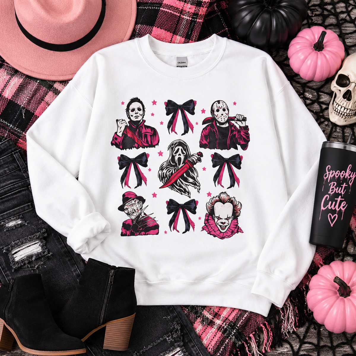 Horror Icons Crewneck Sweatshirt — Cute Ribbon Killer Characters