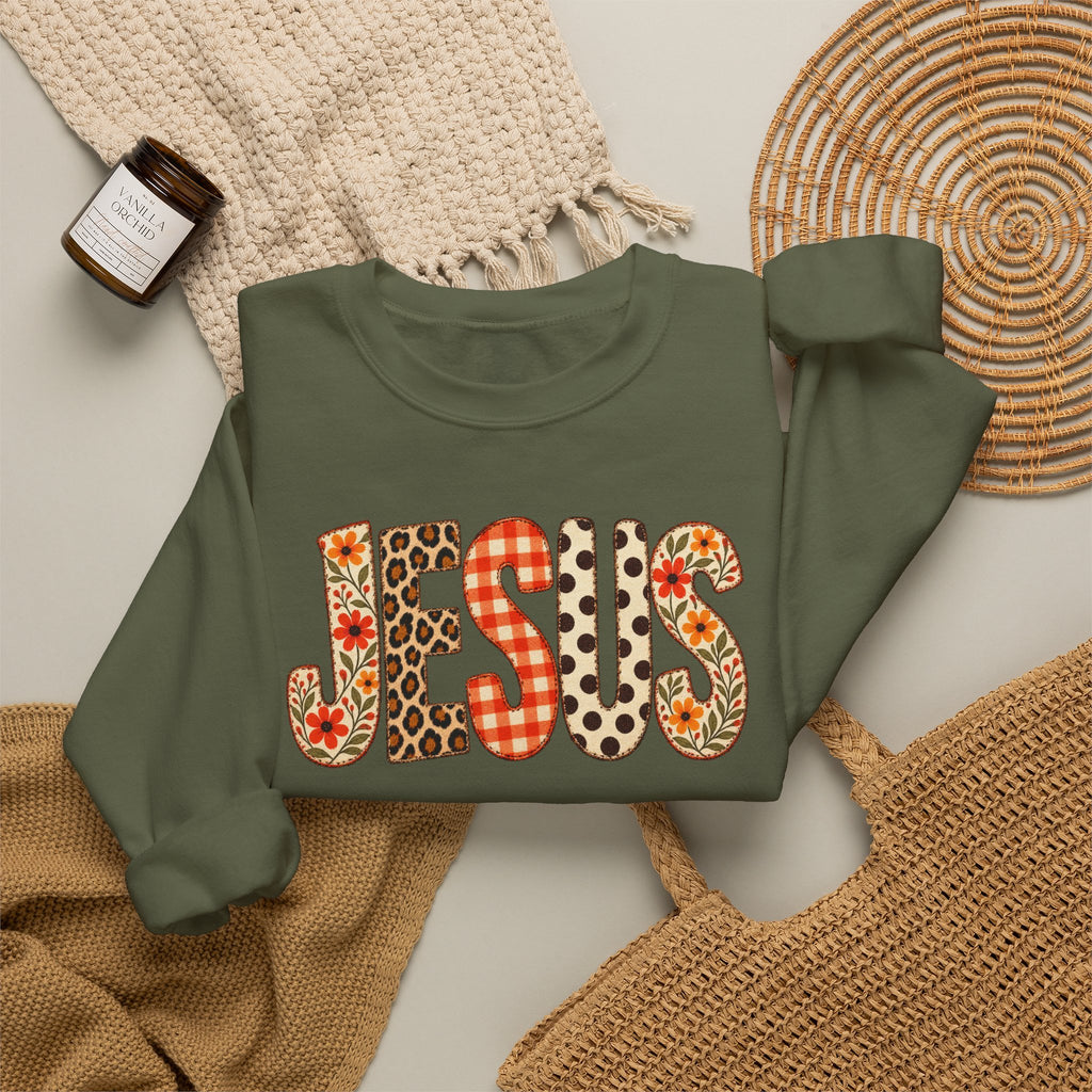 Jesus Floral Patch Sweatshirt — Women's & Men's Christian Crewneck