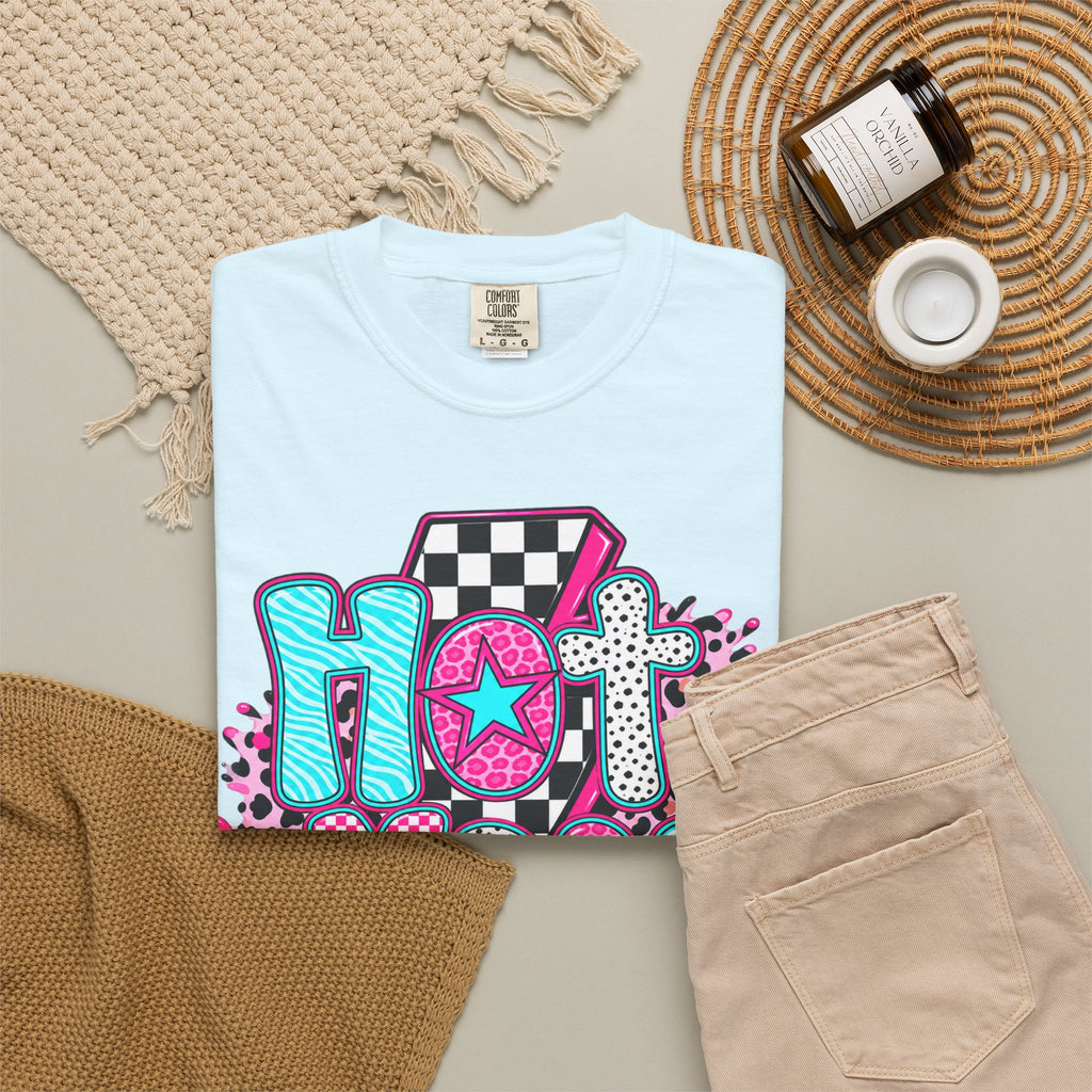 Hot Mess Mama Graphic T-Shirt — Retro Neon Mom Tee