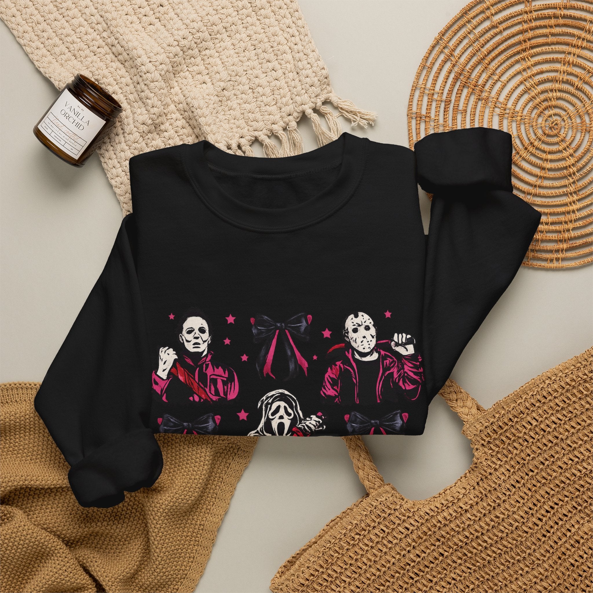 Horror Icons Crewneck Sweatshirt — Cute Ribbon Killer Characters