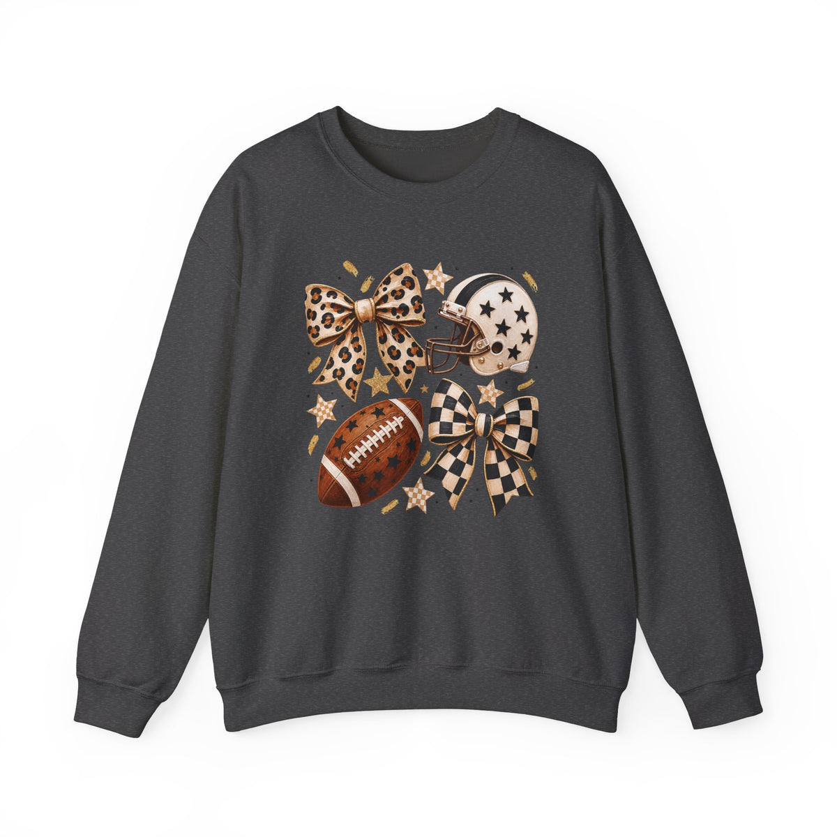 Football Leopard Bow Crewneck Sweatshirt