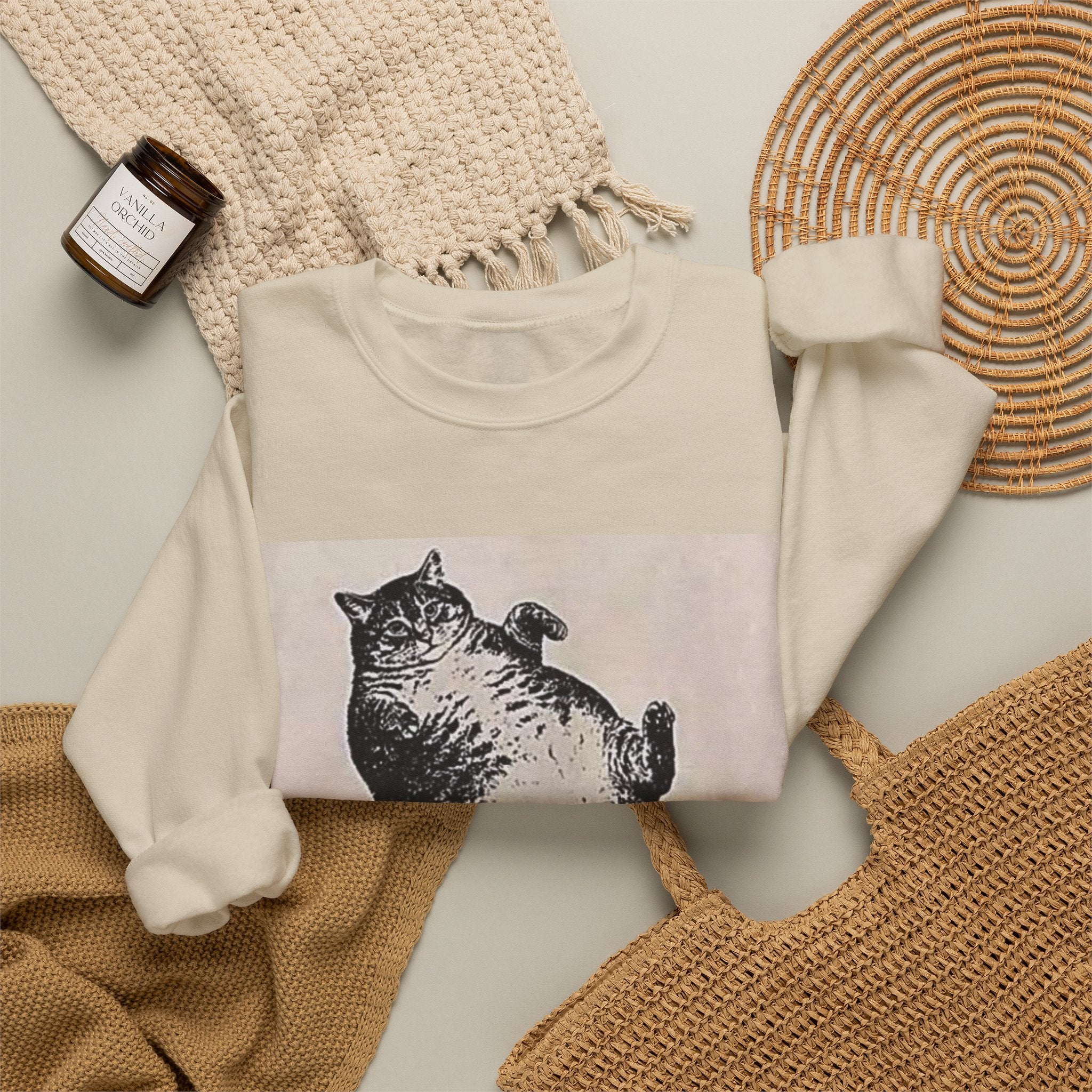 Cat Graphic Sweatshirt — "Mother, I Am But Skin and Bones" Vintage Illustration