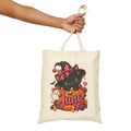 June Witch Cat Halloween Tote Bag — Cute Seasonal Canvas Market Bag