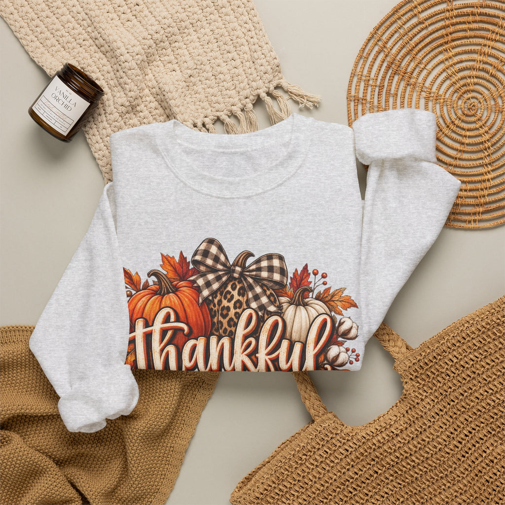 Thankful Fall Sweatshirt — Autumn Pumpkin Graphic Crewneck