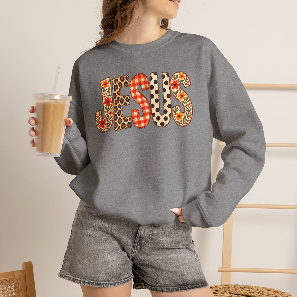 Jesus Floral Patch Sweatshirt — Women's & Men's Christian Crewneck