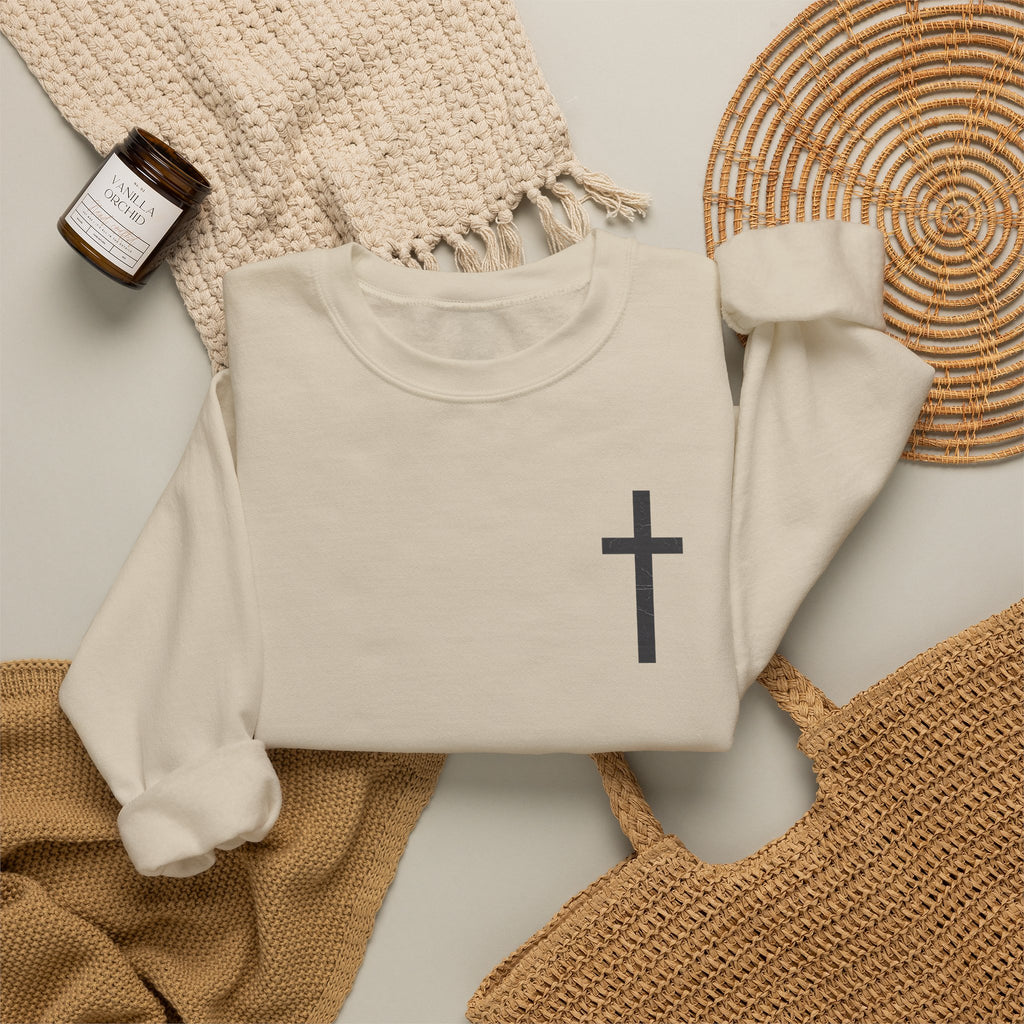 Christian Crewneck Sweatshirt — Isaiah 43:2 Faith Graphic