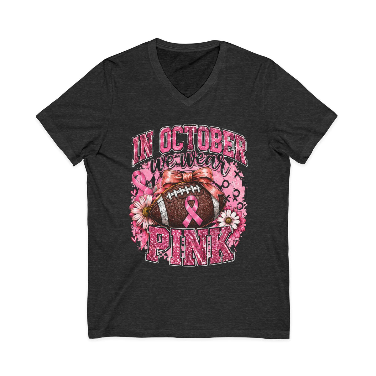 In October We Wear Pink Football T‑Shirt – Breast Cancer Awareness Tee