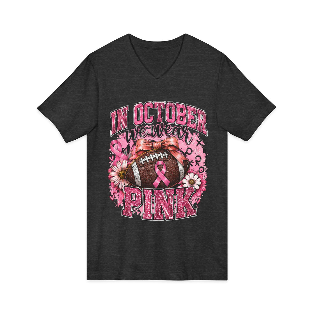 In October We Wear Pink Football T‑Shirt – Breast Cancer Awareness Tee