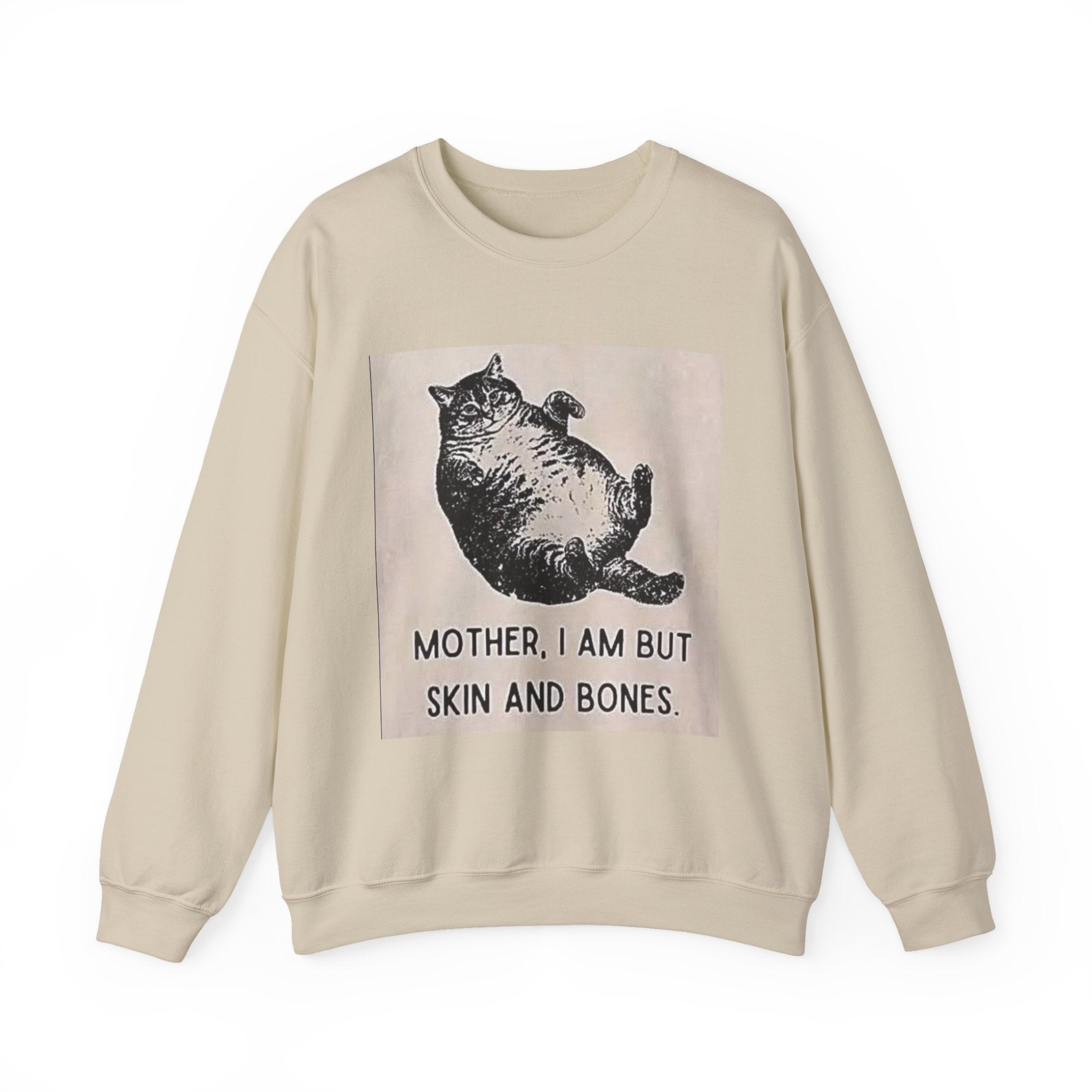 Cat Graphic Sweatshirt — "Mother, I Am But Skin and Bones" Vintage Illustration