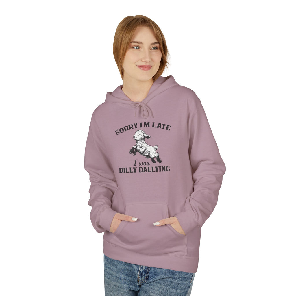 Sorry I'm Late I Was Dilly Dallying Hoodie — Vintage Dog Graphic Pullover