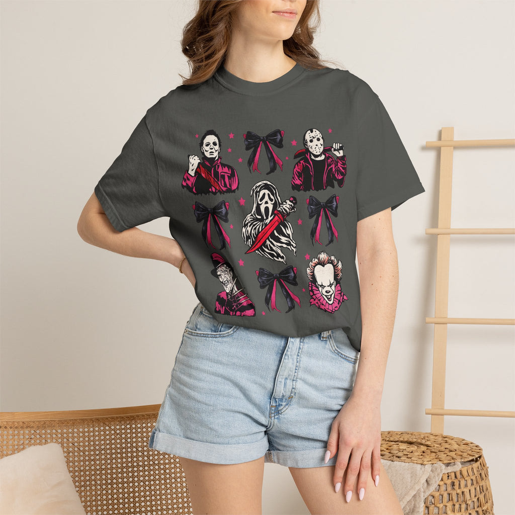 Horror Icons Grid T-Shirt — Classic Slasher Movie Faces