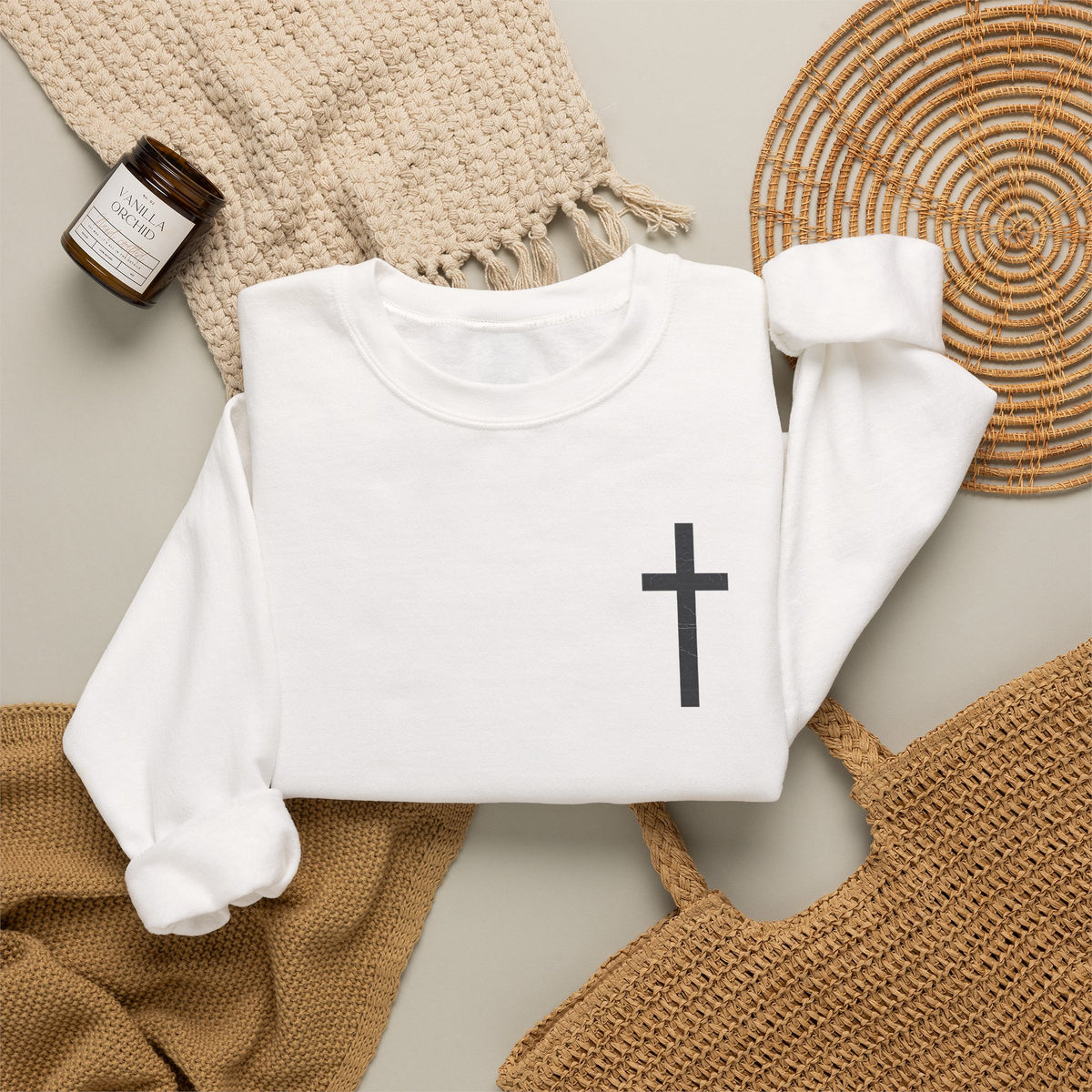 Christian Crewneck Sweatshirt — Isaiah 43:2 Faith Graphic