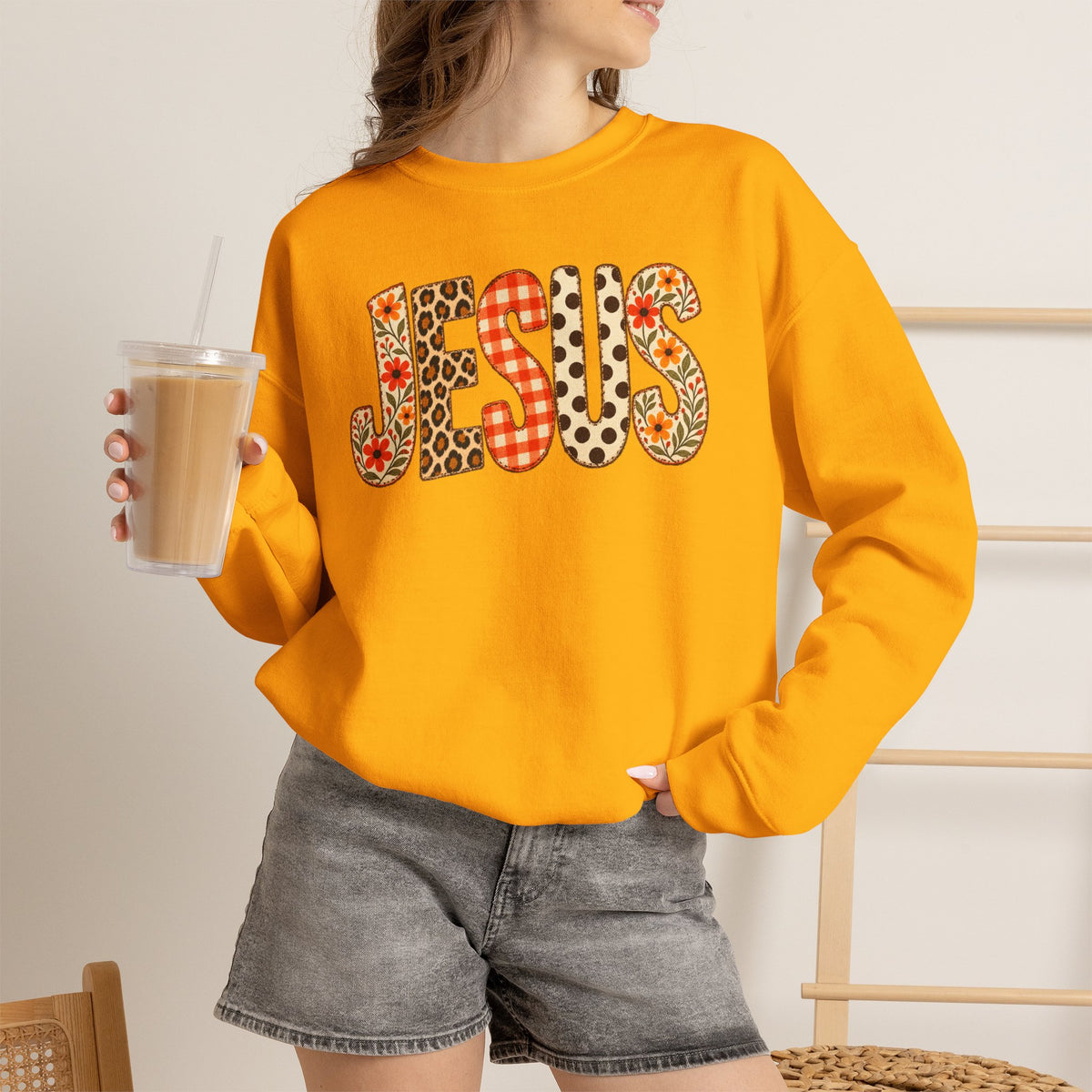 Jesus Floral Patch Sweatshirt — Women's & Men's Christian Crewneck