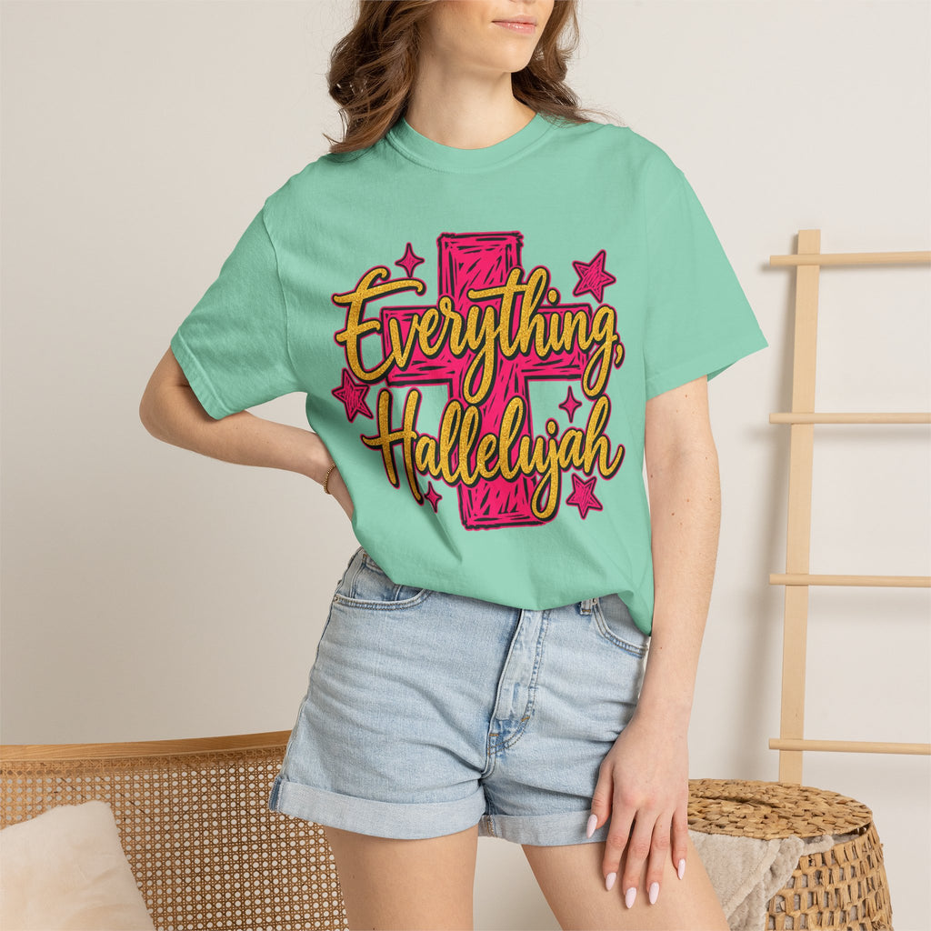 Everything Hallelujah T-Shirt — Christian Faith Graphic Tee with Cross & Stars
