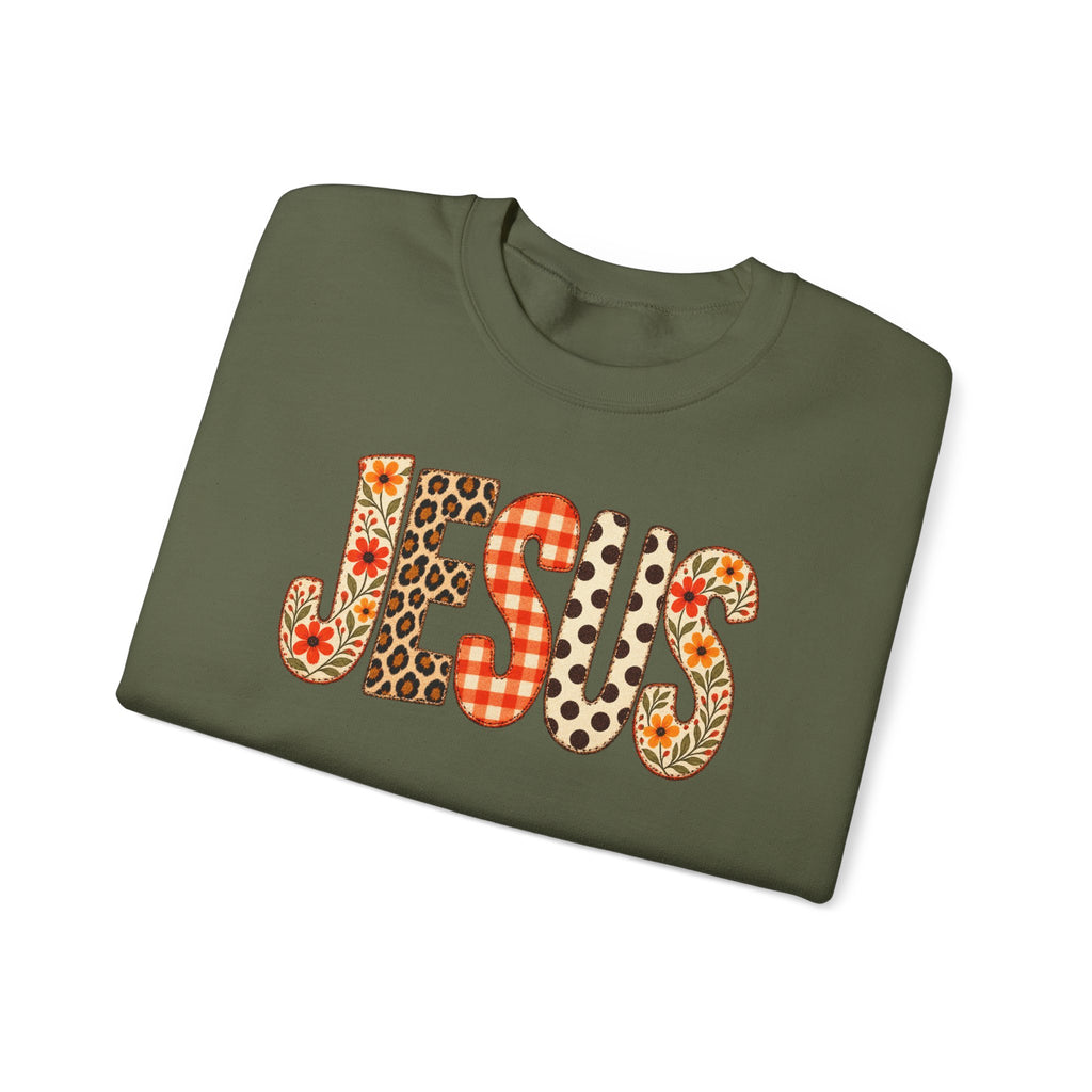 Jesus Floral Patch Sweatshirt — Women's & Men's Christian Crewneck