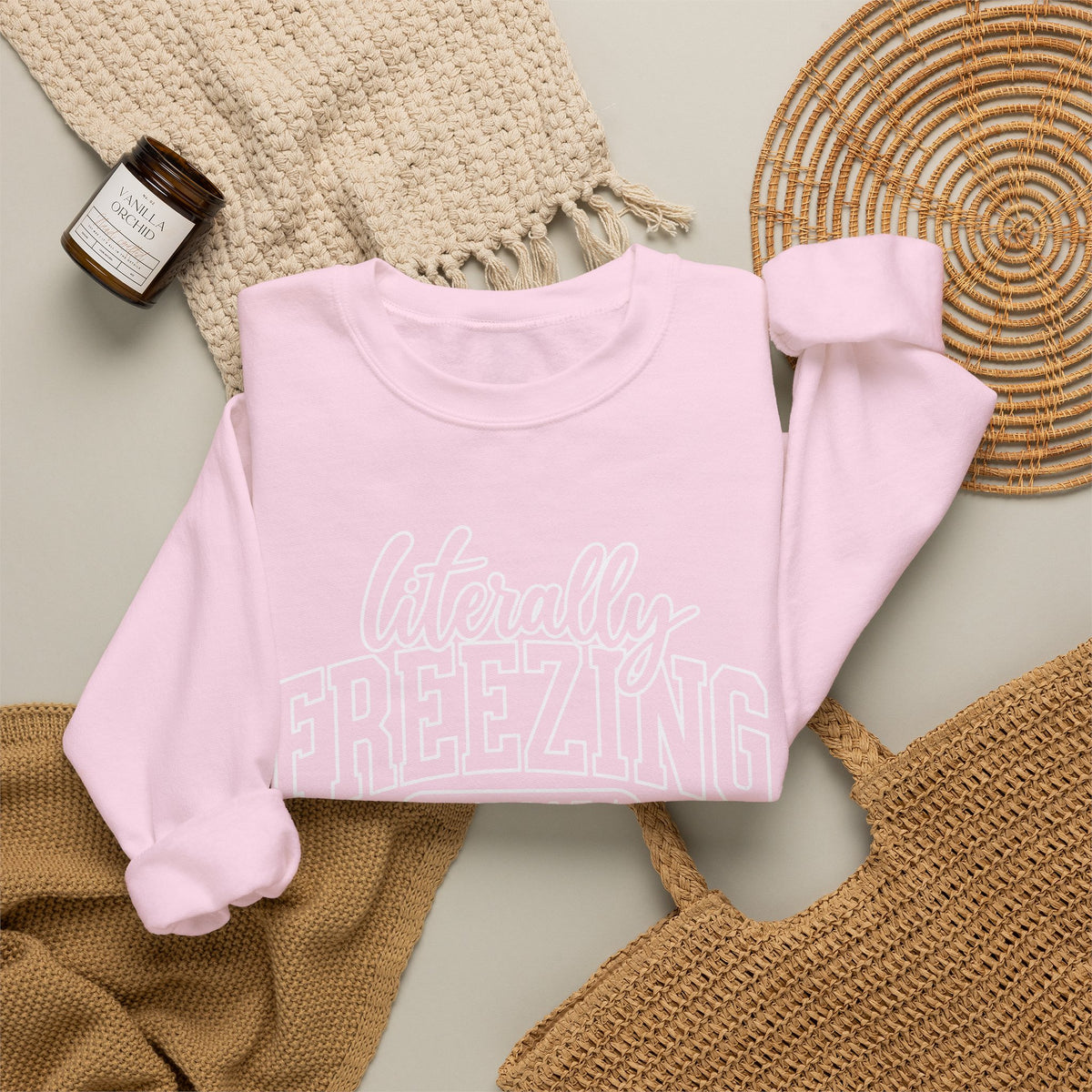 Literally Freezing Crewneck Sweatshirt — Funny Winter Graphic Pullover