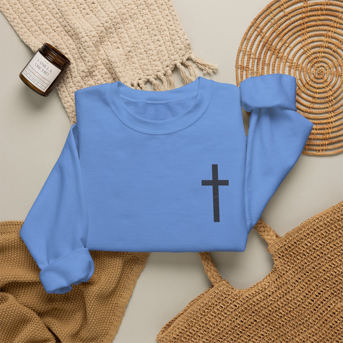 Christian Crewneck Sweatshirt — Isaiah 43:2 Faith Graphic