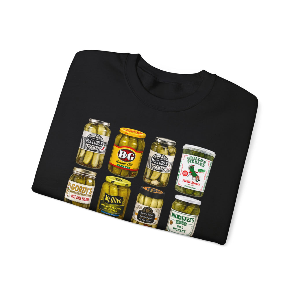Pickle Jar Grid Sweatshirt — Vintage Grocery Label Graphic Crewneck