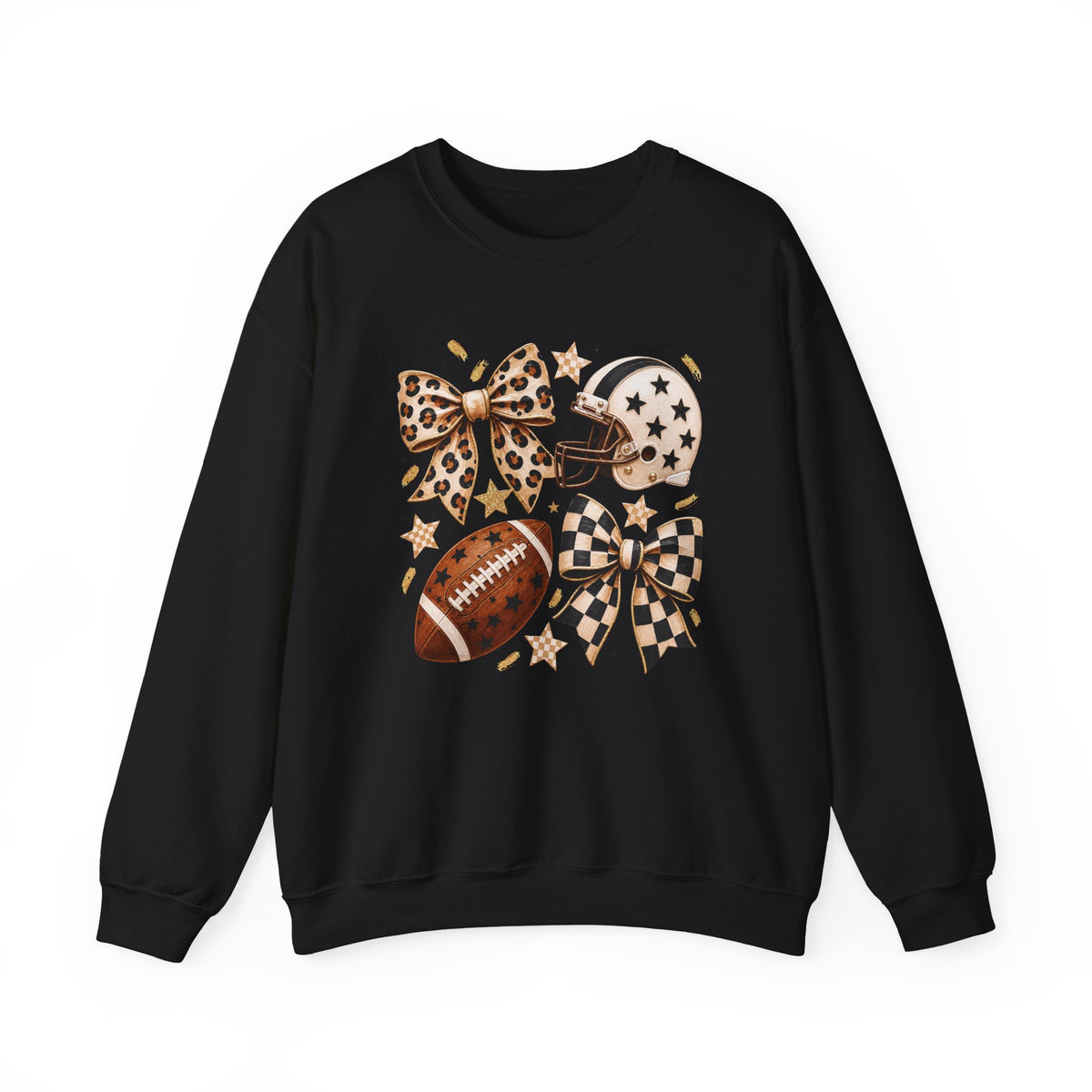 Football Leopard Bow Crewneck Sweatshirt