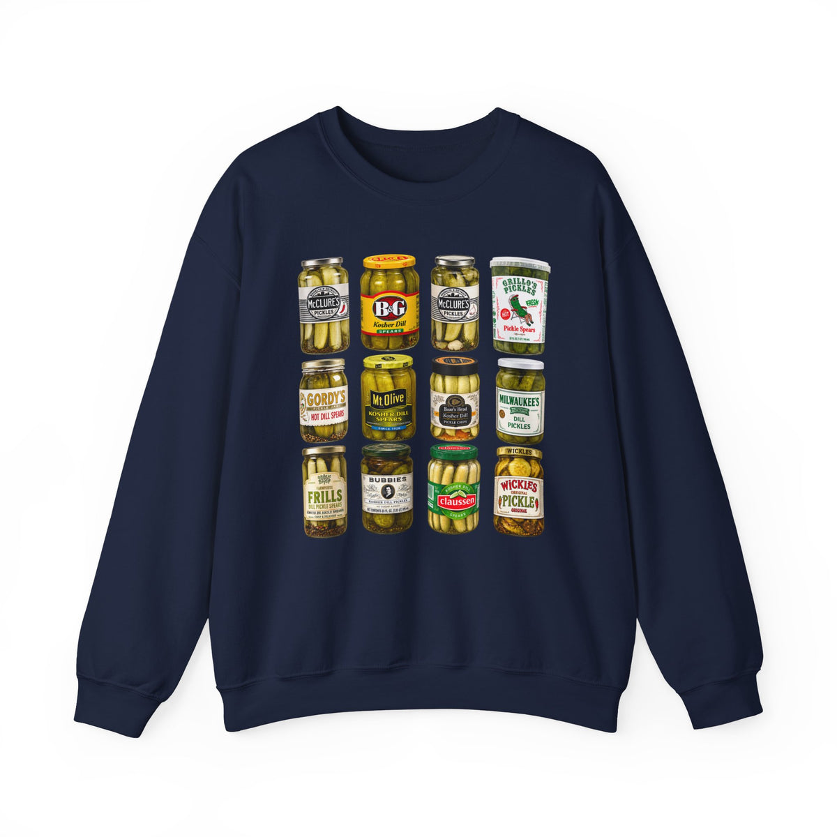 Pickle Jar Grid Sweatshirt — Vintage Grocery Label Graphic Crewneck
