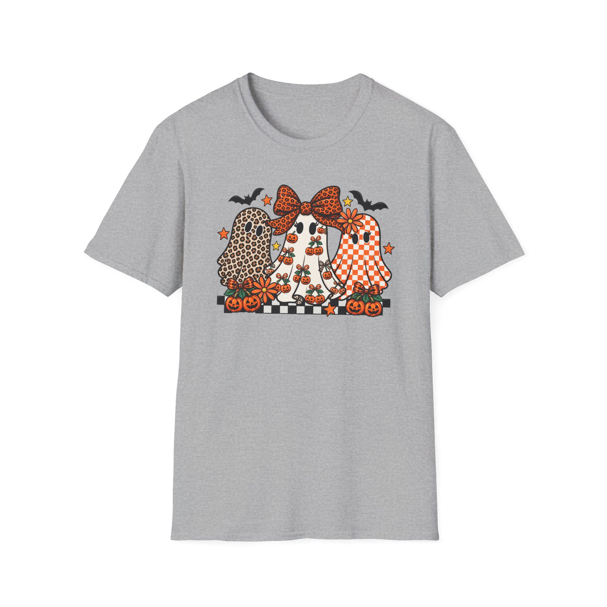 Halloween Sisters Graphic T-Shirt — Leopard + Plaid Pumpkin Girls Design