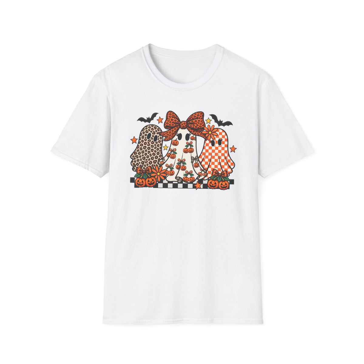 Halloween Sisters Graphic T-Shirt — Leopard + Plaid Pumpkin Girls Design