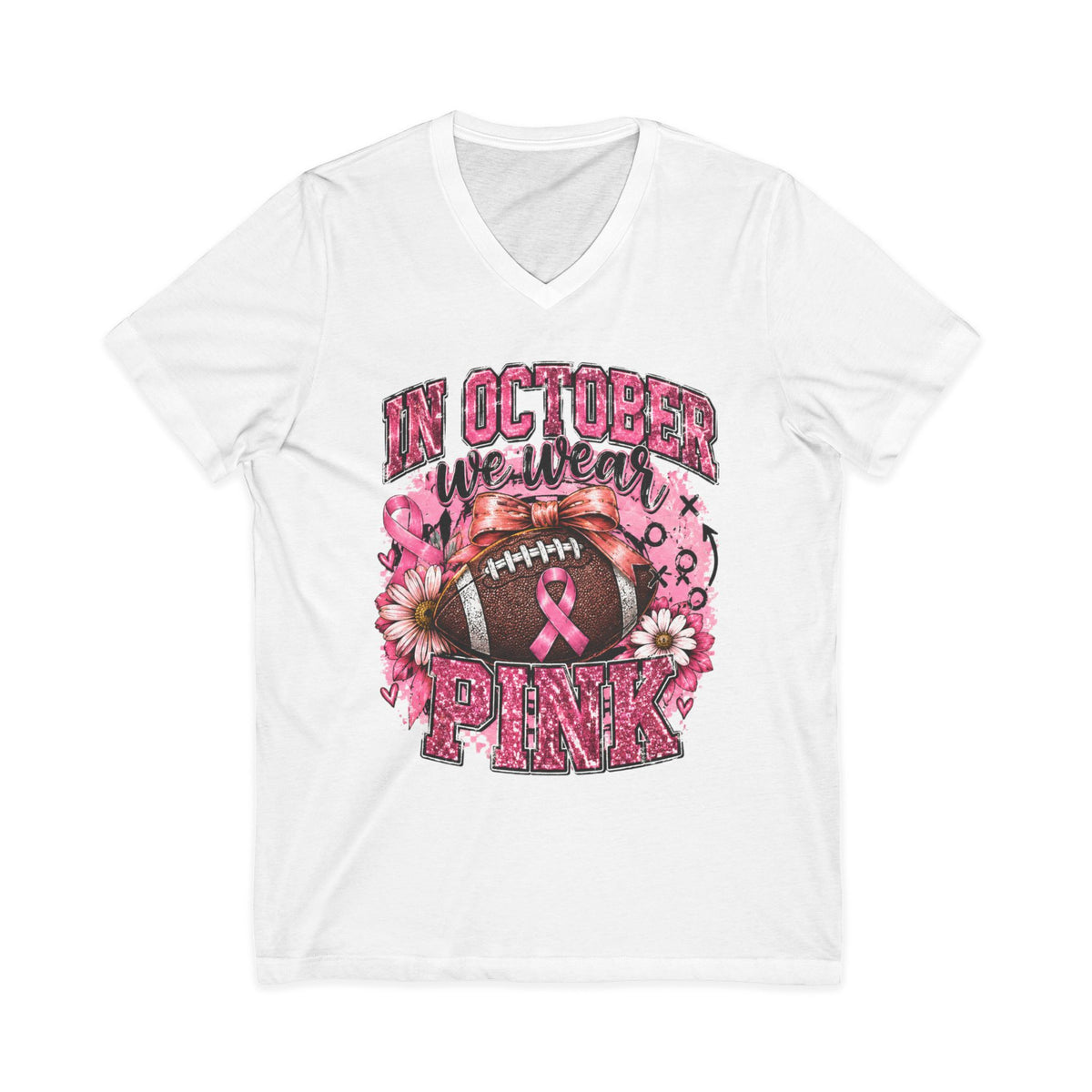 In October We Wear Pink Football T‑Shirt – Breast Cancer Awareness Tee
