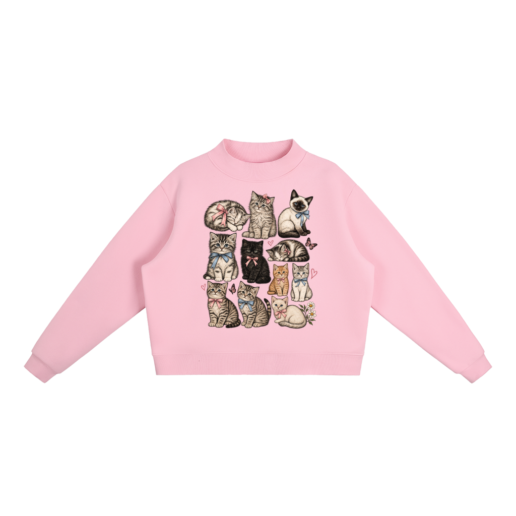 Assortment of Kittens Essential Fleece Mock-Neck Crew Sweatshirt
