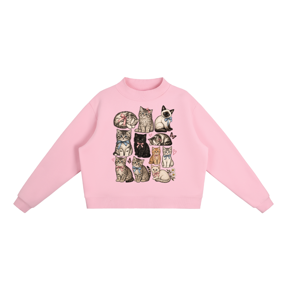 Assortment of Kittens Essential Fleece Mock-Neck Crew Sweatshirt