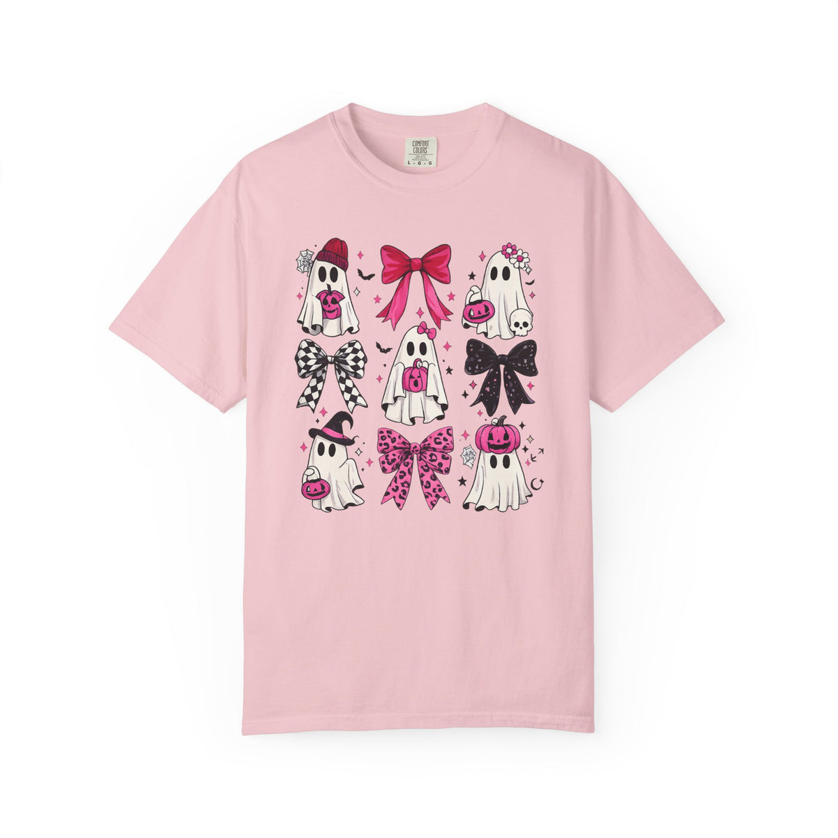 Halloween Ghosts & Bows T-Shirt — Cute Pink Trick-or-Treat Graphic Tee