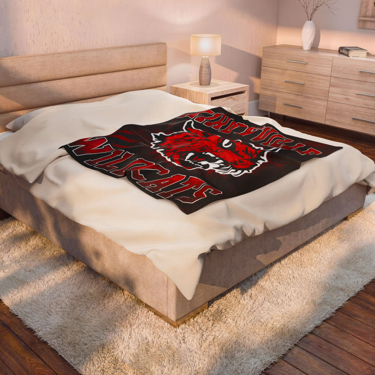 Kirbyville Wildcats Velveteen Plush Blanket – Team Mascot Soft Throw