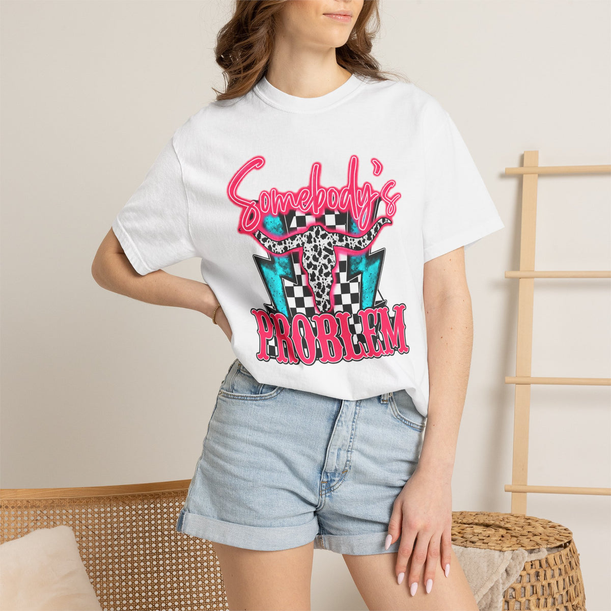 Somebody's Problem T-Shirt — Retro Pink Leopard Graphic Tee