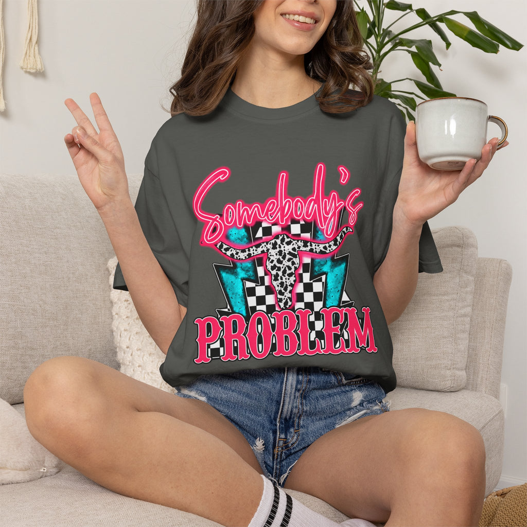 Somebody's Problem T-Shirt — Retro Pink Leopard Graphic Tee
