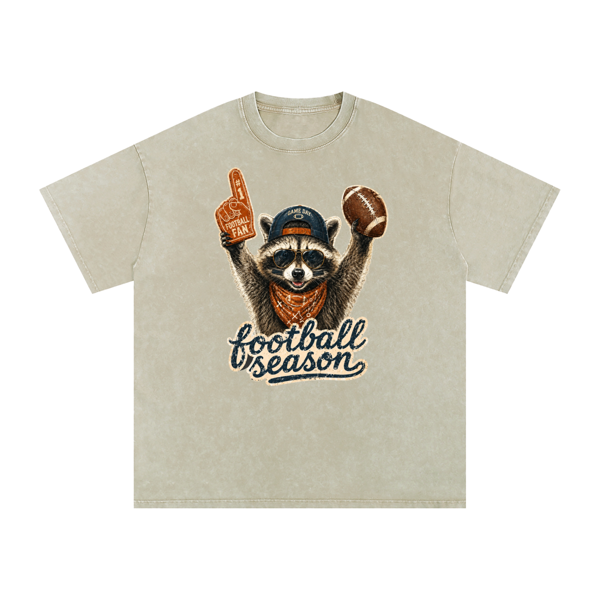 Burnt Orange Football fan Snow Washed Oversized Cotton T-Shirt