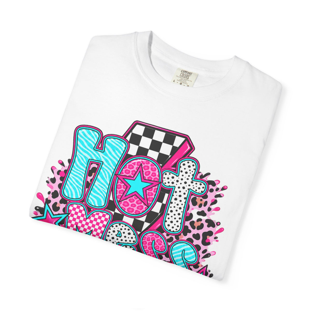 Hot Mess Mama Graphic T-Shirt — Retro Neon Mom Tee