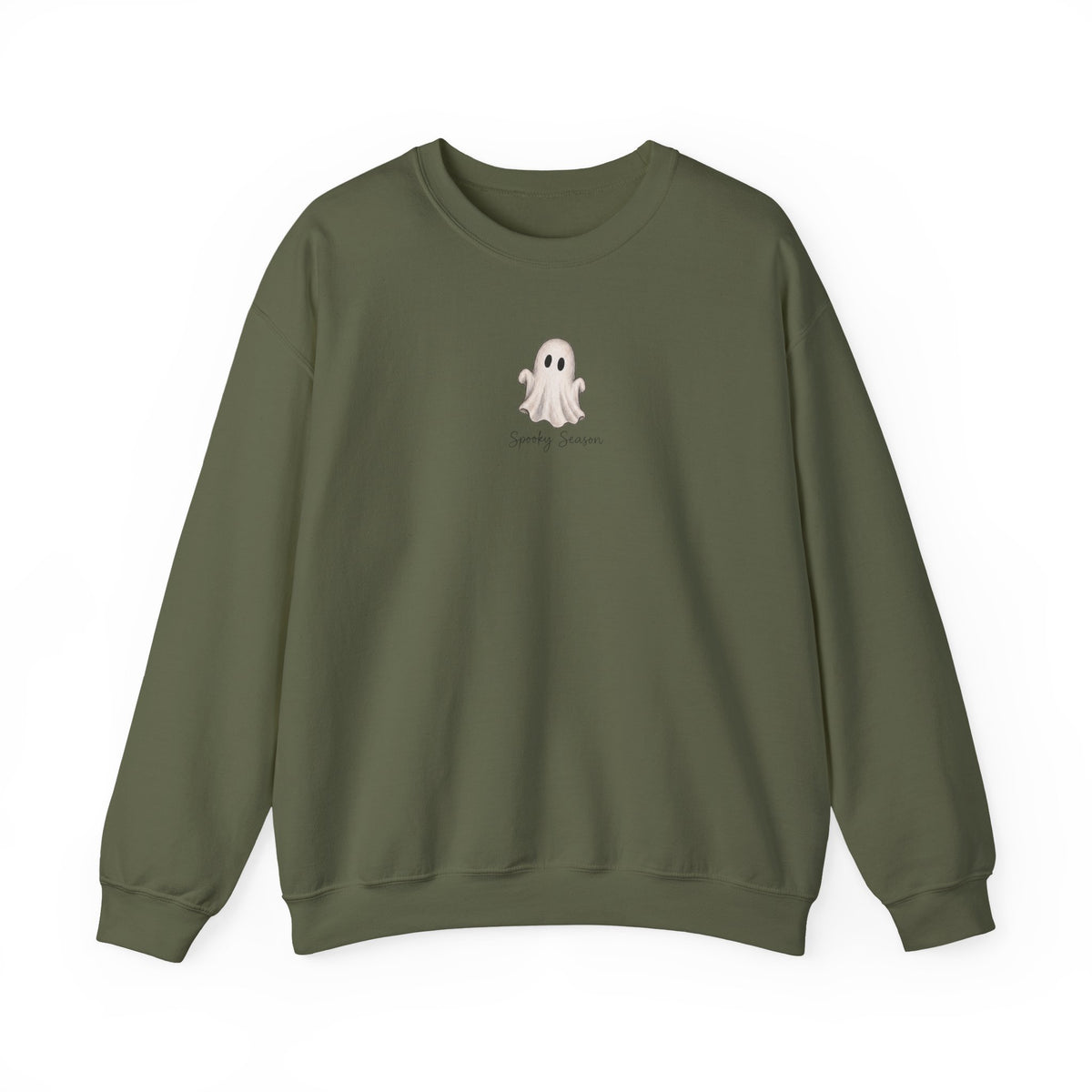 Ghost Cute Crewneck Sweatshirt — Tiny Ghost "Boo" Graphic Pullover