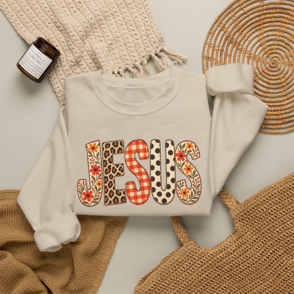 Jesus Floral Patch Sweatshirt — Women's & Men's Christian Crewneck