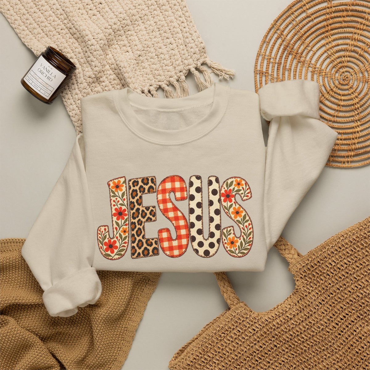 Jesus Floral Patch Sweatshirt — Women's & Men's Christian Crewneck