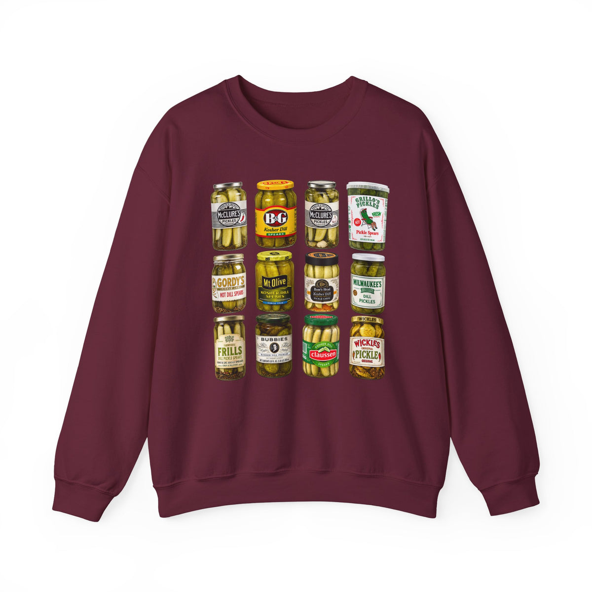 Pickle Jar Grid Sweatshirt — Vintage Grocery Label Graphic Crewneck